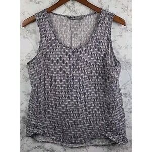 The North Face Tank Womens Size Medium Small Buttons Geometric Flowy Red Blue‎